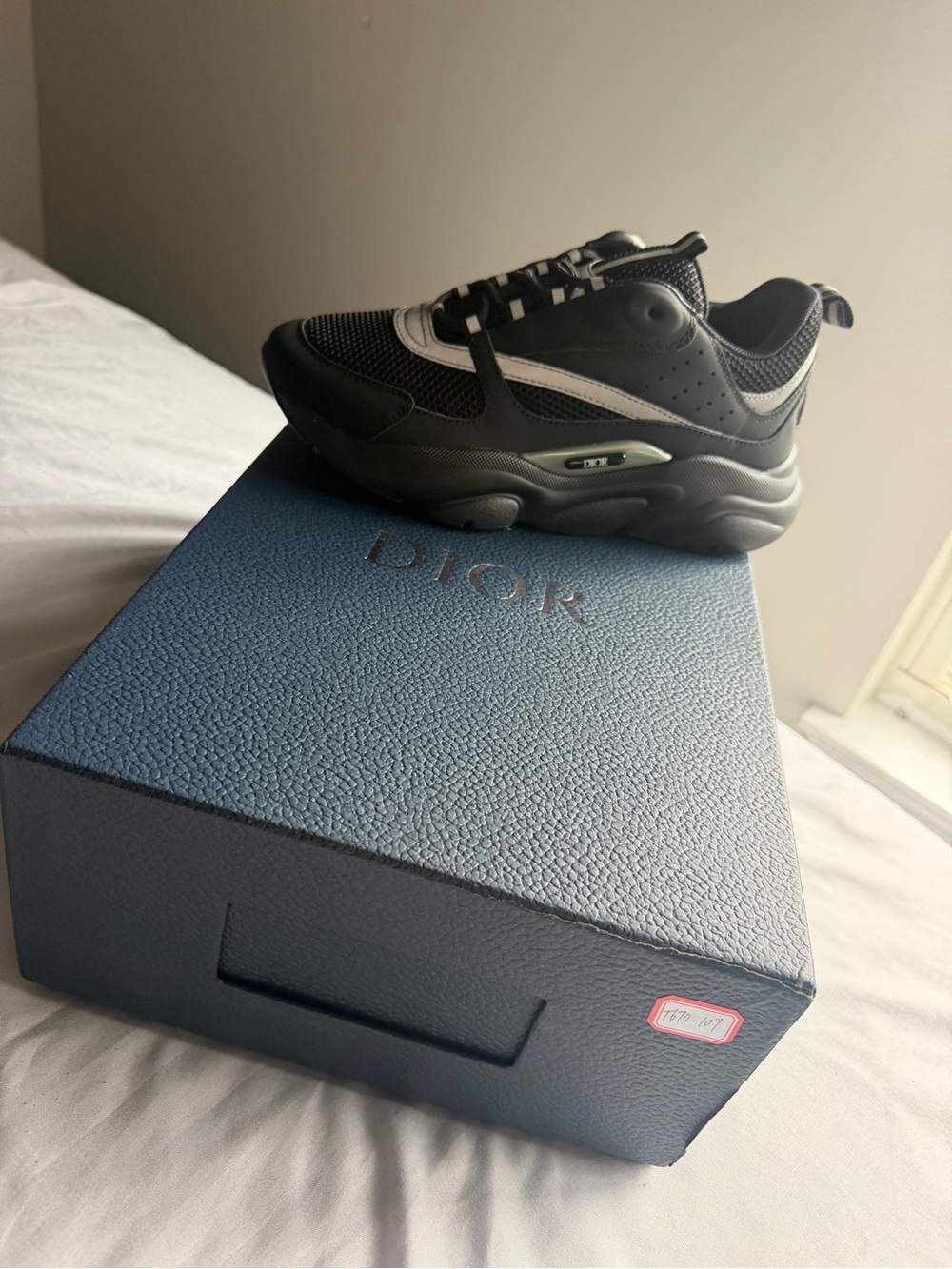 Dior Black & White Mesh Leather Runner Sneaker